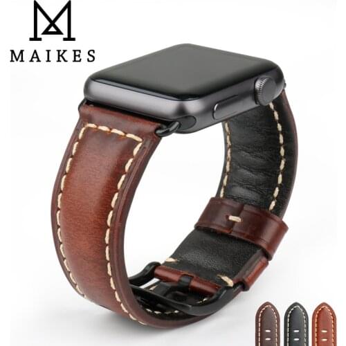 MAIKES Vintage Leather Watch Strap Bracelet For Apple Watch Band 42mm 38mm / 44mm 40mm Series SE 6 5 4 3 2 iWatch Watchbands