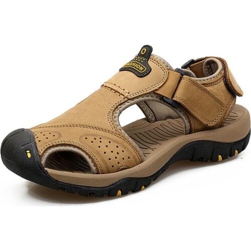 Genuine Leather Men Shoes Summer New Large Size Mens Sandals Men Sandals Fashion Sandals Slippers Big Size