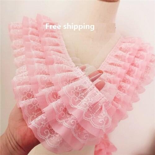 New Color 1meter/lot Chiffon lace ruffle dream candy color beautiful lace trims princess skirt accessories 11cm