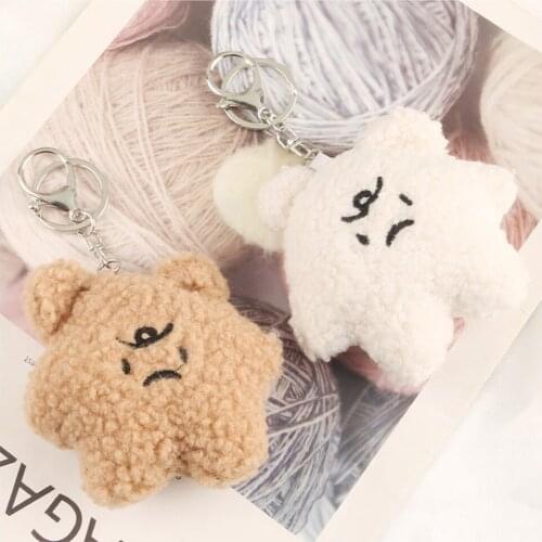Cute Plush Hate Rain Bear Keychain Car Key Holder Children Birthday Gift Backpack Bag Pendant Womens Keyring for Airpods Case