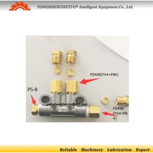 Resistance oil distributor separator valve lubrication dispenser 2 outlet junction block A-4-8+PD408+PS-8+PA-4+PB-4