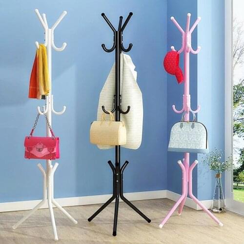 Thicken Carbon Steel Clothing Rack with 12 Hooks Living Room Coat Rack Display Stand Simple Space Saving for Modern Home Use
