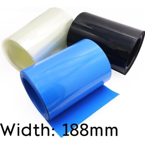 Width 188mm PVC Heat Shrink Tube Dia 118mm Lithium Battery Insulated Film Wrap Protection Case Pack Wire Cable Sleeve Black Blue
