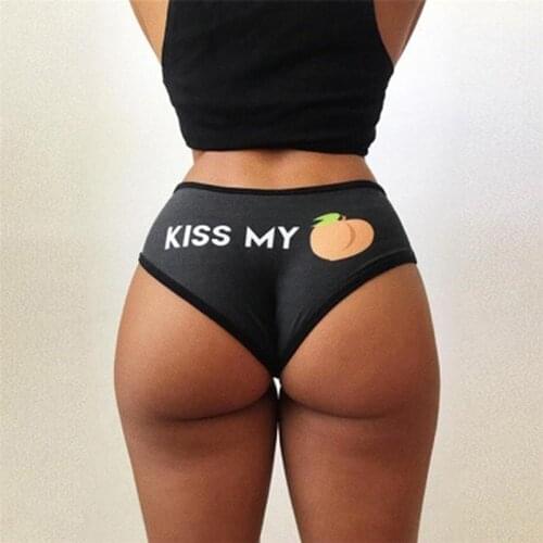 Lady Sexy Panties Mature Women Briefs All-Match Breathable Comfortable Panties Mutandine Kiss Me Peach Pattern Pantie