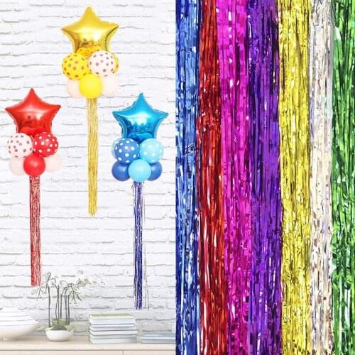 10pcs 10x100cm Laser Balloon rain Silk Tassel Wedding Party Birthday Xmas Tree Decoration Rain Curtain Foil Line Balloons Decor