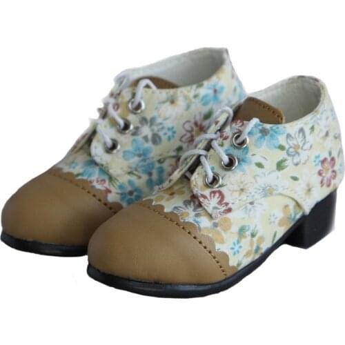 [wamami] 48# Brown Flower Splice 1/3 SD DZ DOD BJD Dollfie Medium Heel Shoes