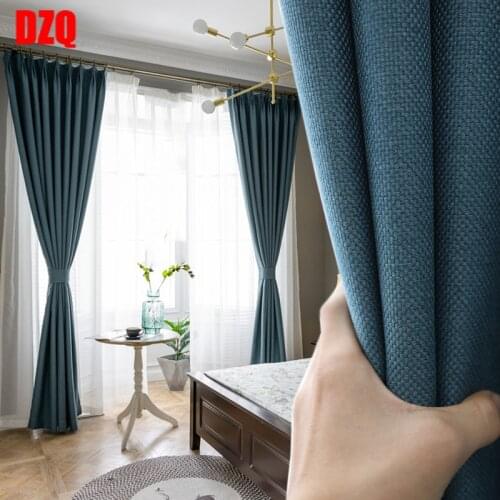 Pure color window blackout curtain thickened cotton linen shading cutains for living room bedroom luxury curtains courtain