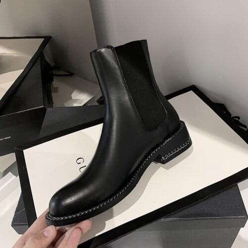 Women ankle boots natural leather upper Retro classic short boots Europe women shoes Cowhide + cow suede Chelsea boots