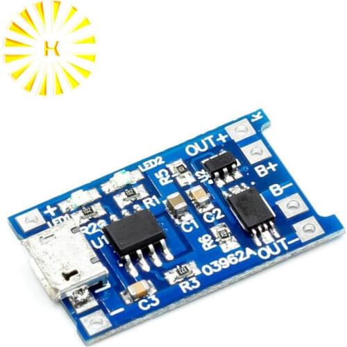 1PCS 5V TENSTAR ROBOT 1A Micro USB 18650 Lithium Battery Charging Board Charger Module+Protection Dual Functions TP4056