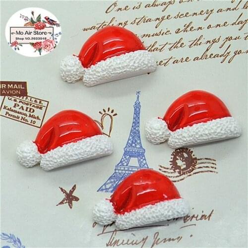 10pcs Resin kawaii Christmas hat flat back Cabochon Art Decoration Charm DIY accessories 16mm