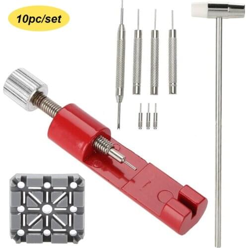 10Pc/set Watch Repair Tool Set Watch Link Band Slit Strap Bracelet Chain Pin Remover Adjuster Tool Kit for Professional Watchmak