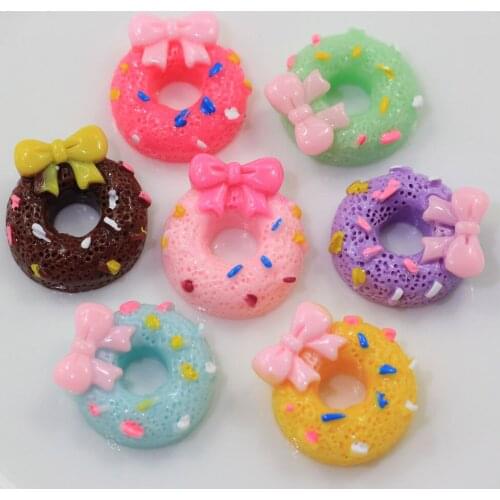 100/50pcs Pink Color Donuts Flatback Resin Cabochon Craft For diy hair accessories mobile phone case Decoration Scrapbooking