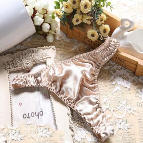 100% Silk Panties Female Ladies Seamless Underwear Thongs Comfortable Breathable Satin Briefs Sexy Panties Underpants