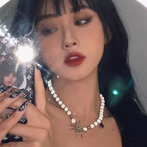 Spider Ruby Pendant Necklace Bracelet Simple Thick Chain Clavicle Chain Female Sweater Chain Accessories for Women