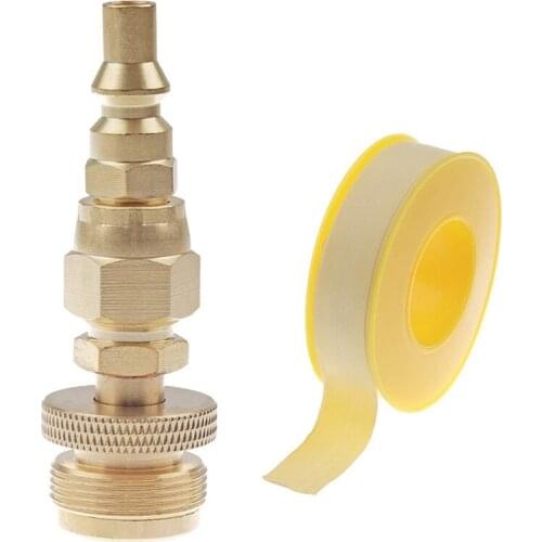 1LB Propane Regulator Adapter, 1in -20 Male Throwaway Cylinder to 3/8in Male Flare and 1/4in Quick Connect Plug Fitting