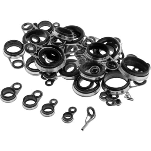 41 Pieces Stainless Steel Fishing Rod Guide Ceramic Ring Top Tip Reel DIY Building Eye Rings Rod Repair Kit
