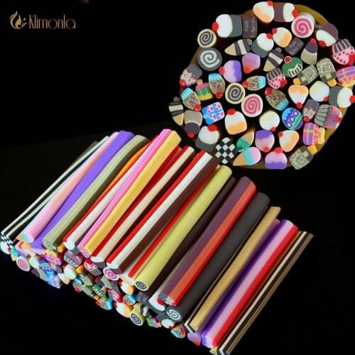 50 Pcs/Set 3D Nail Stickers Soft pottery Canes Rods Polymer Clay Decor Cute Cake Nails Decorations New Arrive Manicure Beauty