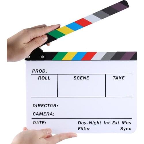 MINIFOCUS Acrylic Clapboard Dry Erase Director Film Movie Clapper Board Slate 9.6 * 11.7" with White/Black Sticks