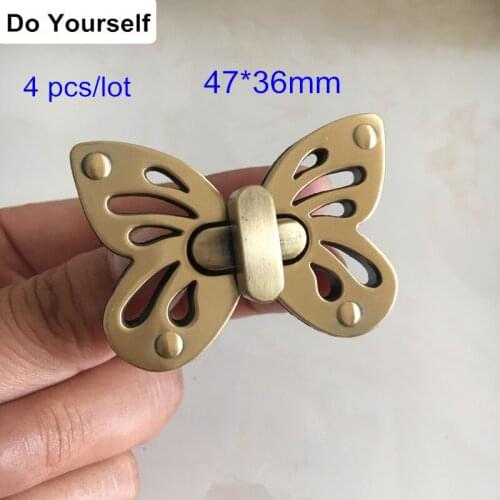 Free Shipping - 4 sets of Bronze Color Plated Latches Catches Hasps Clasp Buckles Agraffe Small Turn Lock For Box Craft Hardware