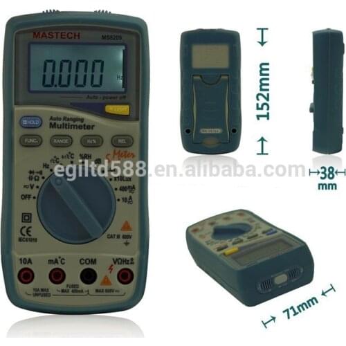 Mastech MS8209 Professional Auto Range Digital Multimeter 5 in 1 Multi-tester Sound Level Light Humidity Temperature Meter