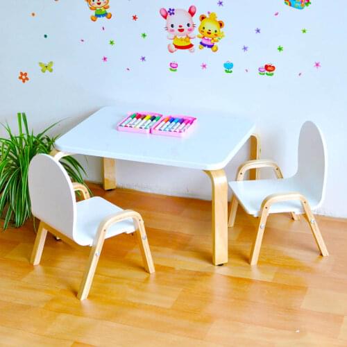 Childrens Furniture Wooden Baby Table and Chair Set Study Dining Kindergarten Stool with Back Playing Drawing Kid Graffiti Desk