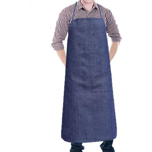 Man Women Cotton Linen Bib Apron Japanese Style Sleeveless Pinafore Home Kitchen Coffee Cooking Florist Aprons Denim Dress S-XL