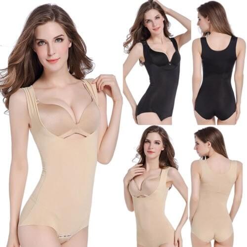 Hot Fashion Women Sexy Slim Bodycon Shapewear Seamless Underwear Full Body Shaper Plus Size One-piece Slim Thin Bodysuit