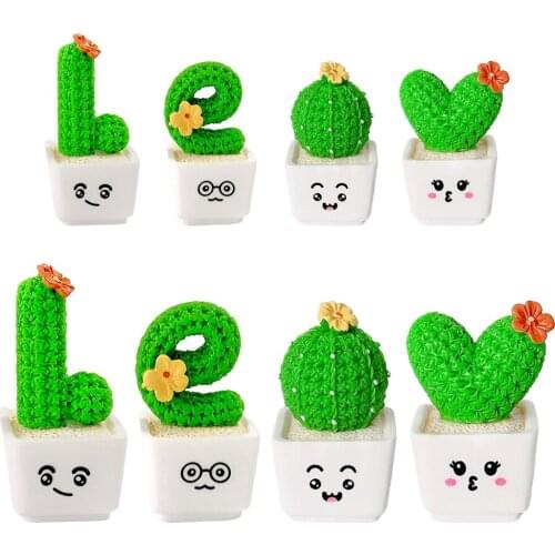 4Pcs Artificial Plants Bonsai Simulation Resin Small Cactus Pot Plant Potted Ornaments for Home Table Garden Car Party Decor