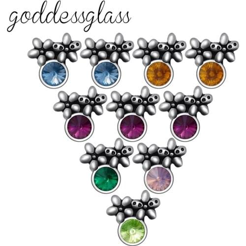 Beauty 10pcs mixed Rhinestones Flowers 12mm snap buttons fit 12mm snap bracelet jewelry wholesale KZ9109