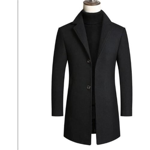 Mens wool coat mens suit collar thickened young and middle-aged wool coat windbreaker