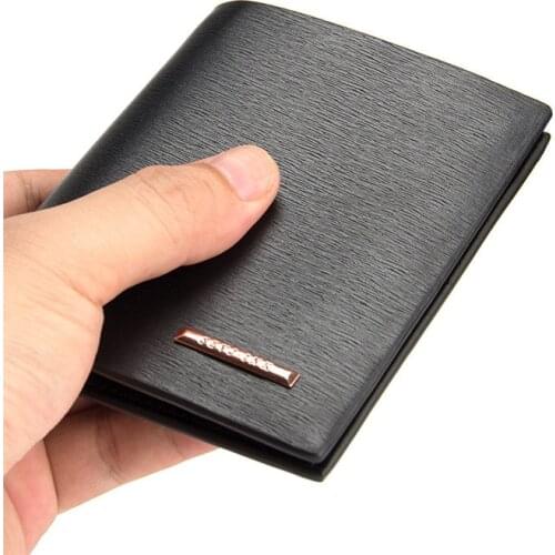 New Cross Vertical Portable Mens Wallets Quality PU Leather 2 Folds Business Black Coffee Colors ID Credit Card Holder Carteira