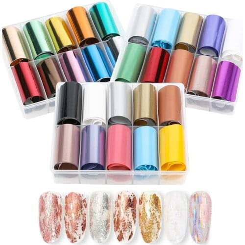 10pcs/set Nail Foil Set Holographic Starry sky Nail Art Transfer Stickers Metallic DIY Image Nail Paper Stickers 4cm*120cm