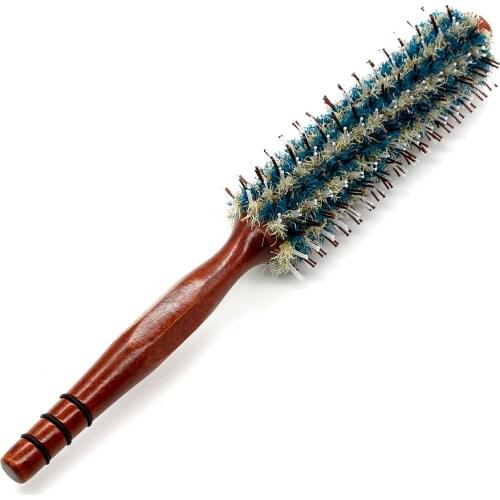 Nylon Teeth Hair Round Brush Women Curly Hair Care Hair Brush Wood Handle Rolling Hair Comb Barber Styling Tools Hair Brush