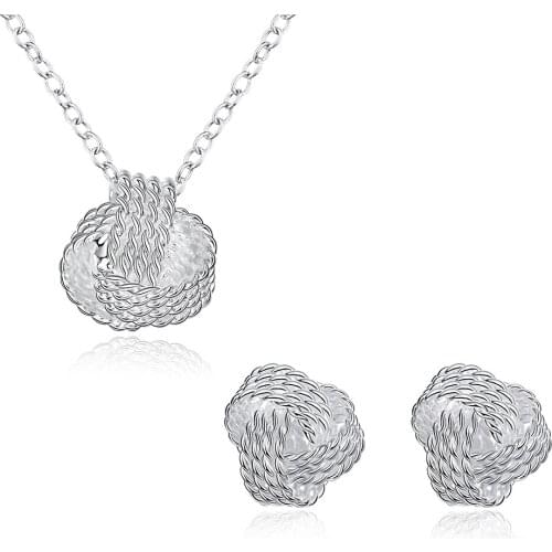 New 925 Silver Jewelry Set Silver Necklace Earring Set For Woman Charm Jewelry Gift