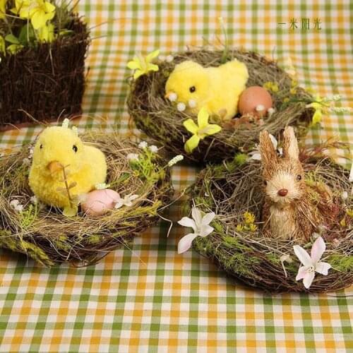 Festival Easter Pastoral Elf New Chicks Ducklingsdry Flower Nest DIY Young Manual Micro Landscape Decoration