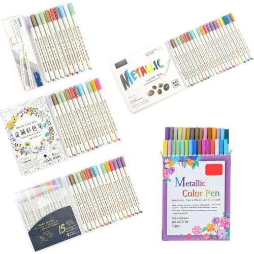 10/12/15/20/30 Colors Metallic Micron Pen Detailed Metal Paint Maker DIY Album P82A