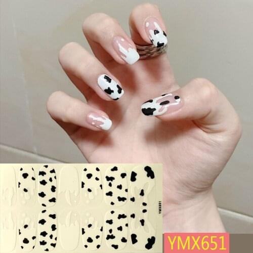 14Tips Pure Colors/Leopard Powder Nail Polish Wraps Self-adhesive Strips Charming Nail Art Stickers Decoration Manicure Tools