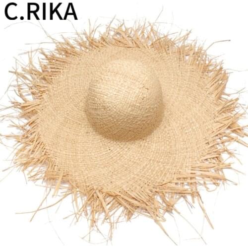 Summer Natural Large Wide Brim Sun Hat for Women Raffia Jazz Floppy Hat Straw Hats Circle Fringe Hollow Out Beach Hat Panama Hat