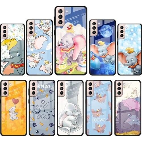 Dumbo cute Disney for Samsung Galaxy S21 Ultra Plus A72 A52 4G 5G M51 M31 M21 Luxury Tempered Glass Phone Case Cover