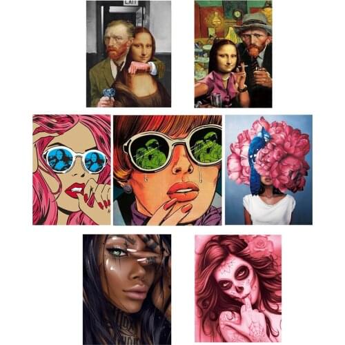 Hot Van Gogh and Mona Lisa iron on patches stripes thermo stickers on clothes heat-sensitive applications for clothing