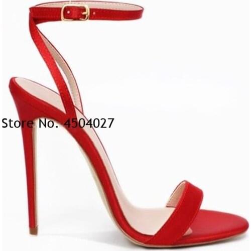 Fashion Thin High Heels Satin Cloth Sandals Ankle Buckle Single Strap Banquet Shoes Concise Gladiator Pumps
