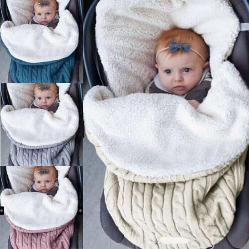 Thicken Plus Velvet Infant Swaddle Knitting Sleeping Bag Cute Soft Keep Warm Sleep Sack Stroller Wrap Sleeping Bags