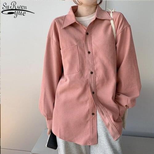 Solid Turn Down Collar Vintage Women Blouse and Tops New Cotton Plus Size Shirts for Women Long Sleeve Female Shirts 12812