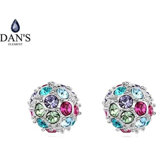 DANS ELEMENT 5 Colours Made with Real Austrian Crystals Real crystal Stud earrings for women New Sale Hot #104772
