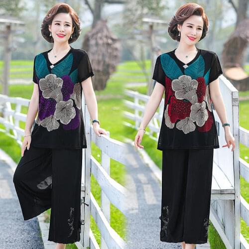 2021 Summer New Print Flower Loose Top and Wide Leg Pants Two Piece Women Pants Set Loose Female Casual Set Fashion Suits L372