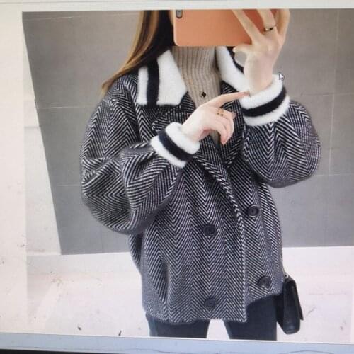 High quality 2019 Womens Winter New Cardigan Sweater Square Collar Loose Short Sweater Jacket Warm Casual Solid color Sweater