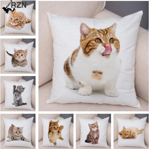1PC 45x45cm Cute Cat Pillowcase for Home Sofa Children Room Decor Lovely Pet Animal Print Cojines Cushion Cover Pillow Case