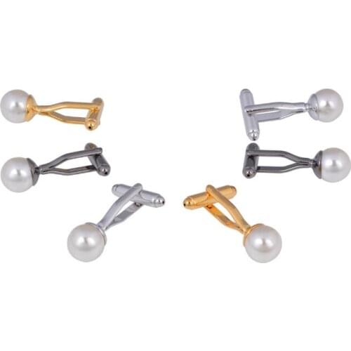 10pairs/lot Fashion Pearl Cufflinks Exquisite Fine Cuff Links 3 Color Shirt Cuff Button Mens Wedding/Business/Gift Jewelry