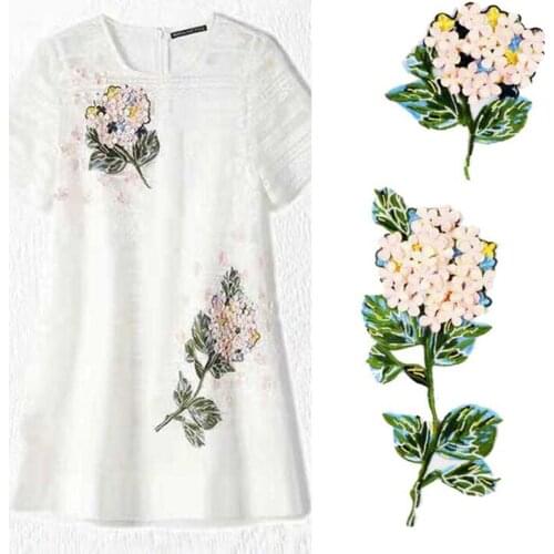 2Pcs/Set 3D Embroidery Lace Flower Bridal Headpiece Sewing Applique Beaded Tulle DIY Wedding Dress Accessories