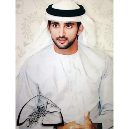 5D DIY Full Round Diamond Painting Sheikh Hamdan Bin Mohammed Bin Rashid Al Maktoum 3D Embroidery Cross Stitch Home Decor YC220
